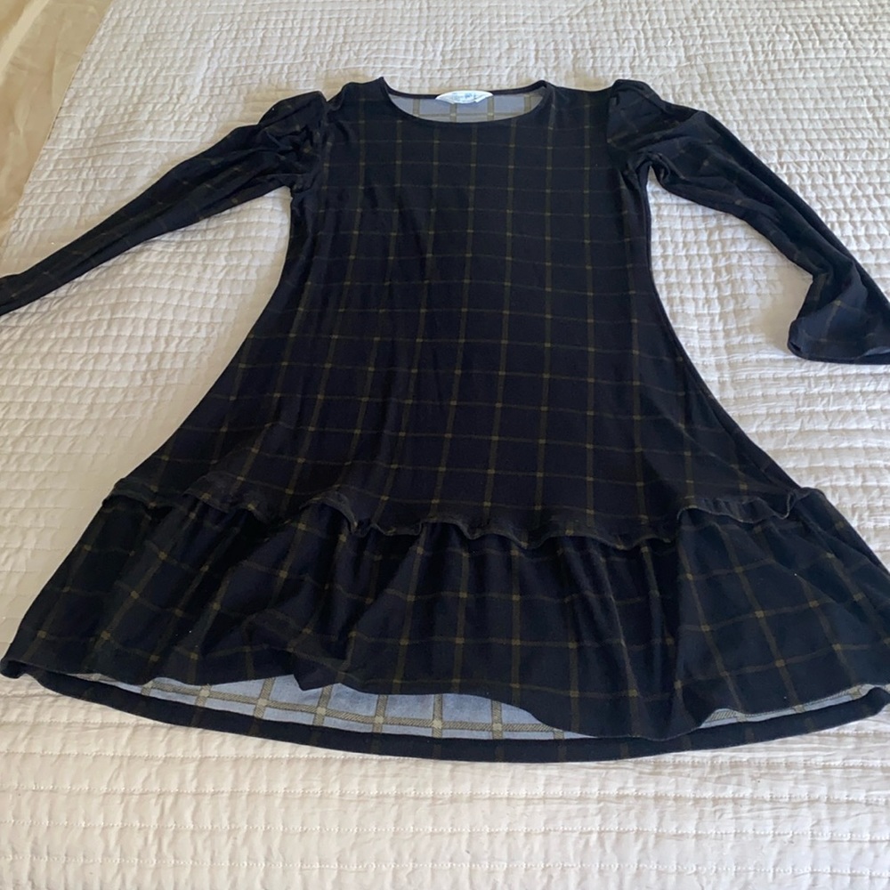 Checkered printed peplum dress